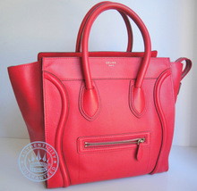 Celine Medium Luggage  Tote Bag, in Red Leather