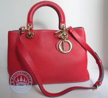 Christian Dior Diorissimo Tote Red Leather Large Handbag