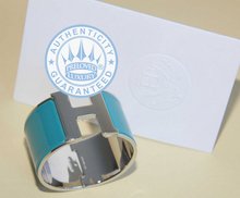 Hermes Clic-Clac H Enamel GM Wide Bracelet Bracelet, Extra Wide Blue Silver ghw cuff