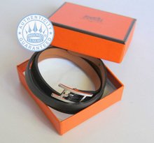 Hermes HAPI BRACELET, BLACK LEATHER UNISEX WRAP-AROUND WRISTBAND