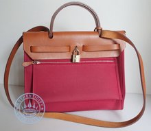 Hermes Herbag Zip 31  Handbag, in Tosca Pink Toile