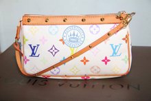 Louis Vuitton Murakami Pochette Hand Bag, Monogram Multicolore White