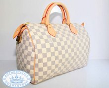 Louis Vuitton Speedy 30 Handbag, Damier Azur Canvas