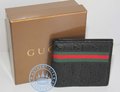 Gucci Web Bi-fold wallet , Black guccissima leather
